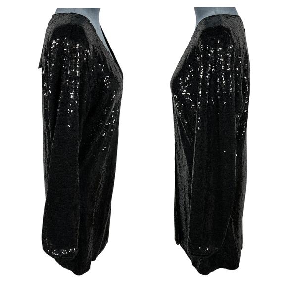 Anna-Kaci Sequin Jacket Cardigan Medium Black Open Front Bling Gala Sparkle NEW! - Picture 10 of 14